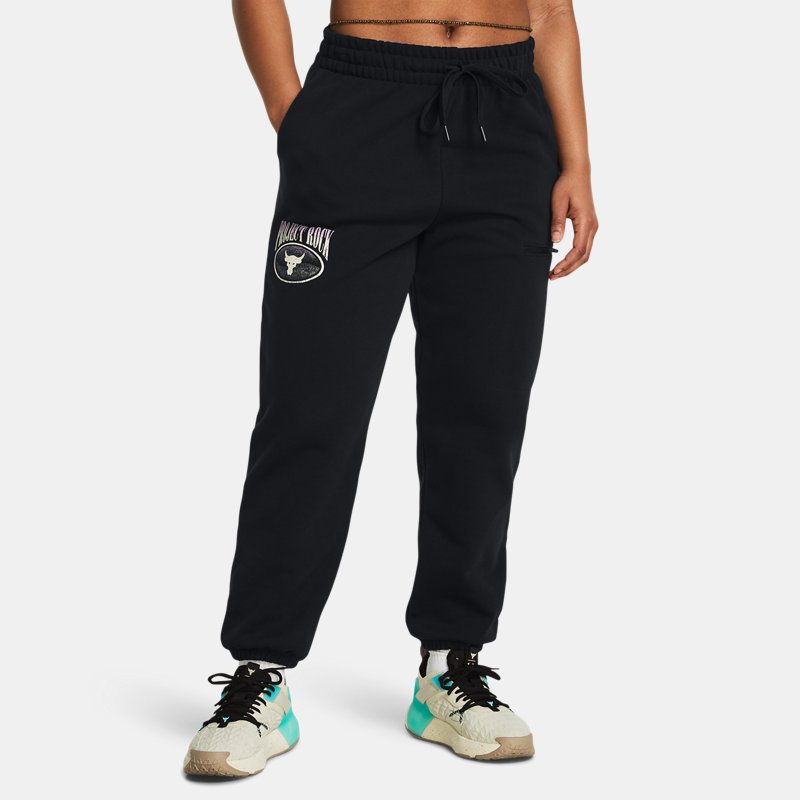 Byxor och jeans Under Armour Project Rock Heavyweight Hose aus French-Terry für Damen Schwarz / Violett Ace / Schwarz Svart | 1383305-001