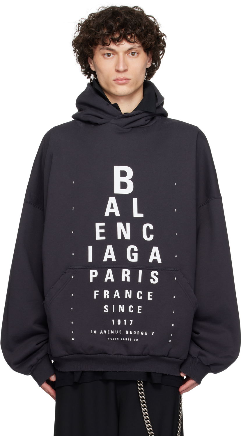 Sweatshirt Balenciaga Optical Large Fit Hoodie Svart | 803265TRVU7