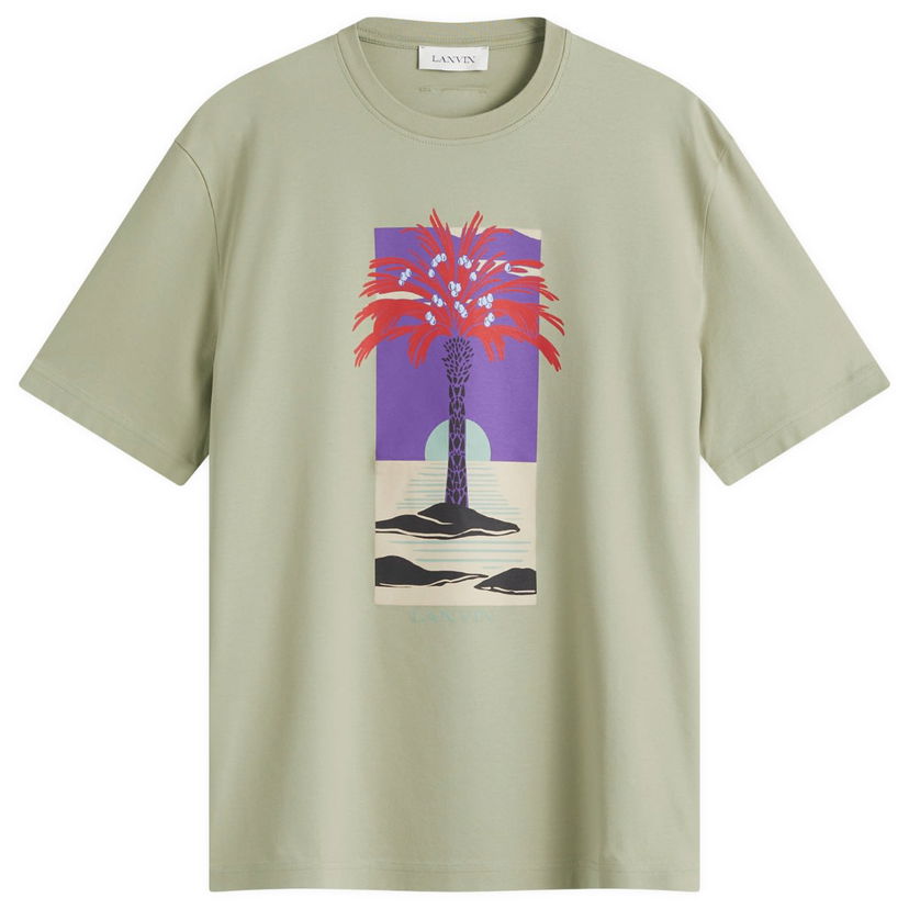 T-shirt LANVIN Lanvin Men's Palm Tree Print T-Shirt Grön | RM-TS0115-J173-P25-025