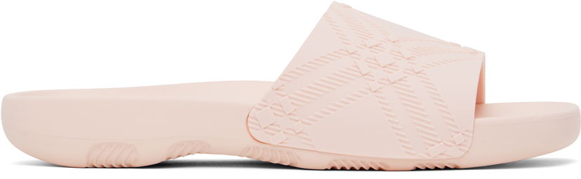 Kläder Burberry Burberry Embossed Check Dive Slides Rosa | 8102135