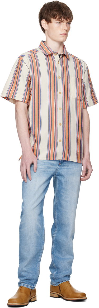 Skjorta A.P.C. A.P.C. Ross Striped Linen Short-Sleeve Button-Down Shirt Flerfärgad | COHIA-H12541, 3