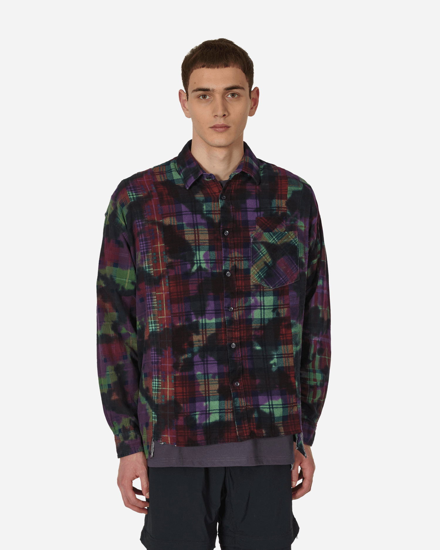 Skjorta Needles 7 Cuts Wide Uneven Dye Flannel Shirt Flerfärgad | MR350 1003, 0