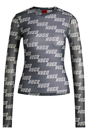 T-shirt BOSS HUGO Stretch Mesh Logo-Print Top Grå | 50534837, 0