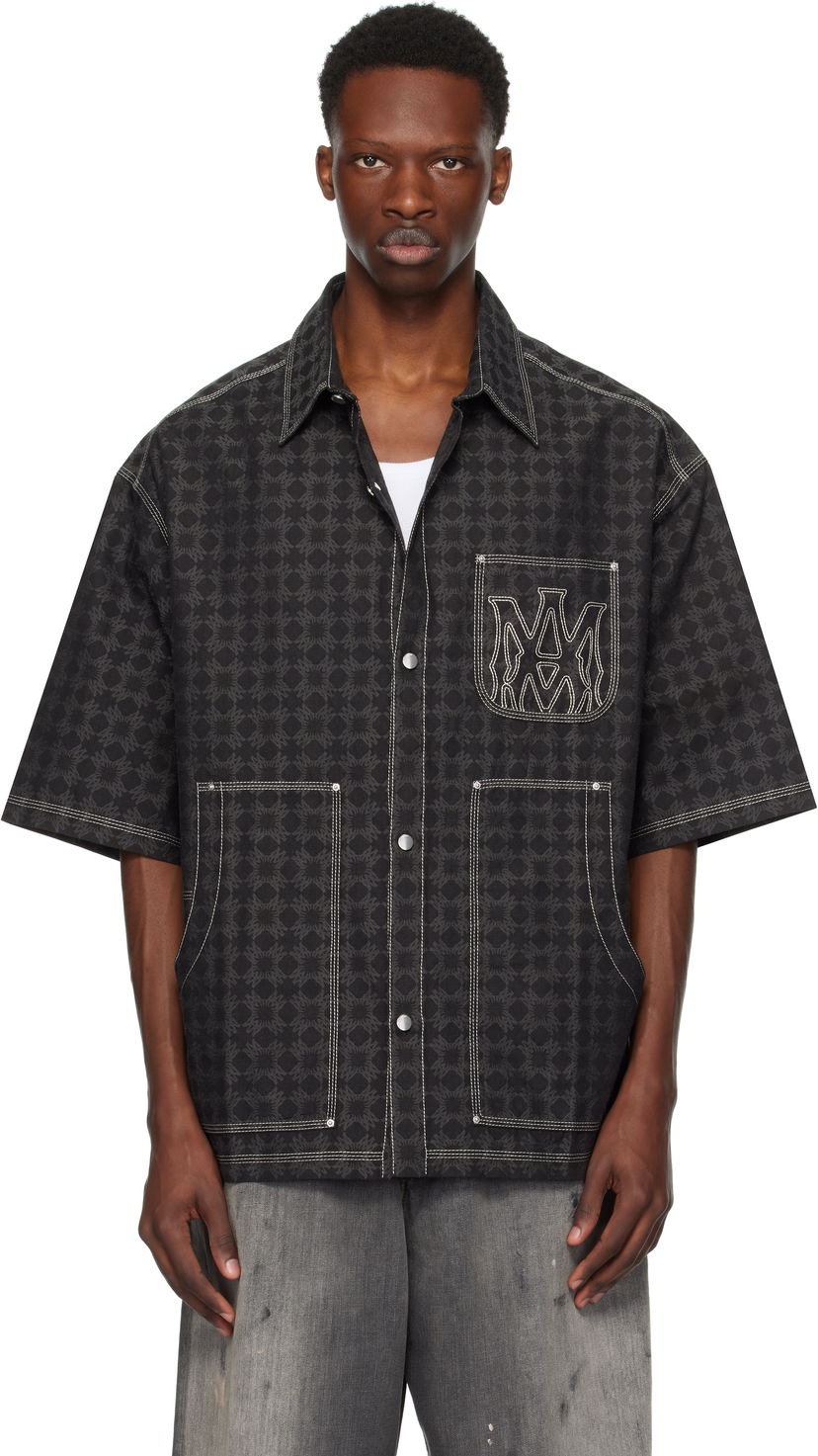 Skjorta AMIRI AMIRI 'MA' Quad Work Shirt Svart | AMSTCA1141