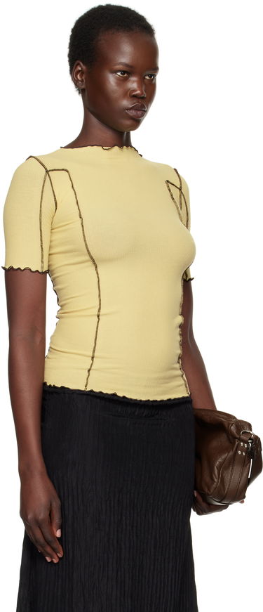 T-shirt Baserange Baserange Omato 3/4 Sleeve Lettuce Edge T-Shirt Gul | TTO3-RB-SP25, 1