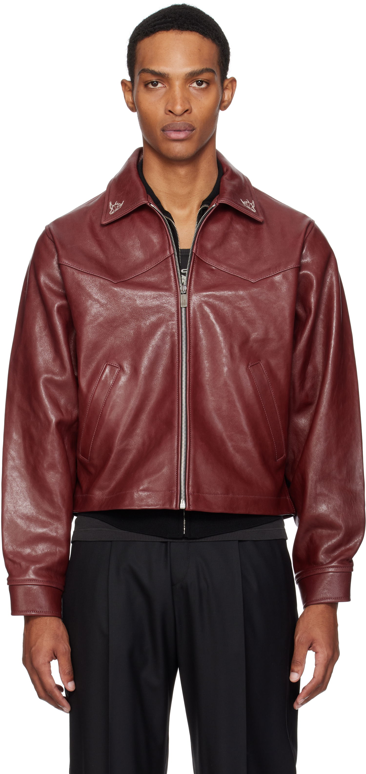 Jacka Enfants Riches Déprimés Enfants Riches Déprimés Principe de l'Amour Western Leather Jacket Bourgogne | 030-508, 0