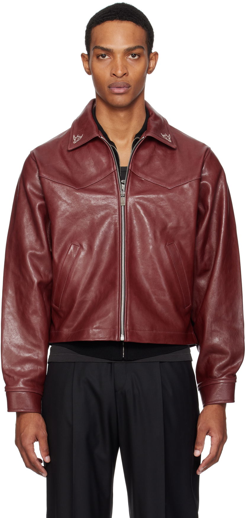 Jacka Enfants Riches Déprimés Enfants Riches Déprimés Principe de l'Amour Western Leather Jacket Bourgogne | 030-508
