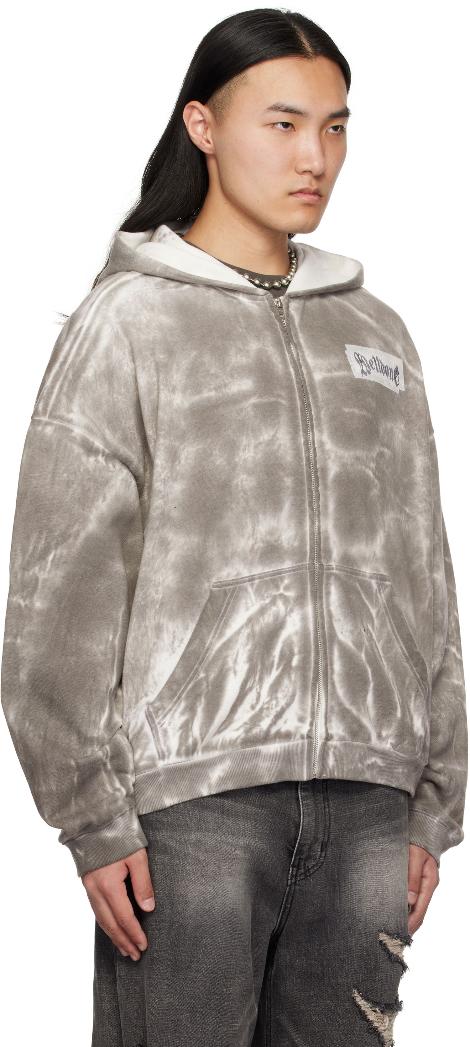 Sweatshirt We11done We11done Muddy Zip-Up Hoodie Grå | WD-TJ0-25-819-U-BK, 1