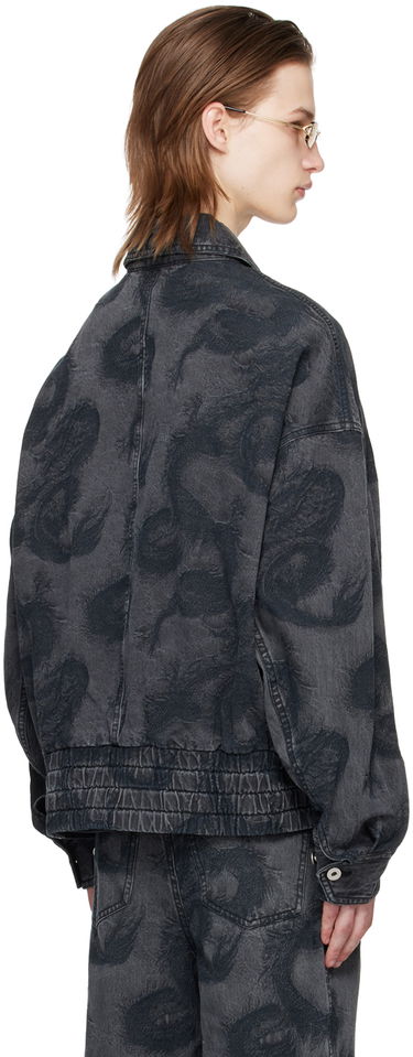Jacka Feng Chen Wang Feng Chen Wang Dragon Print Denim Jacket Grå | FUS17JK11, 2