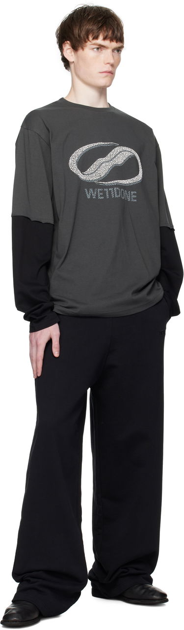 T-shirt We11done We11done Pearl Logo Layered Long Sleeve T-Shirt Grå | WD-TT2-25-739-U-CH, 3