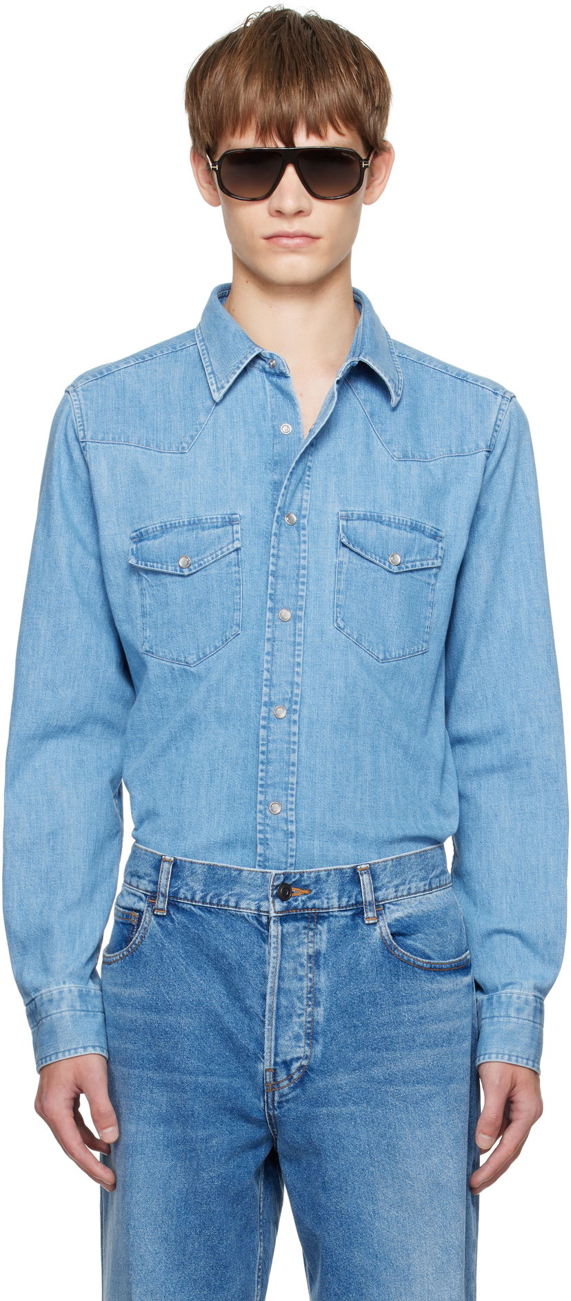 Skjorta Tom Ford TOM FORD Western Denim Shirt Blå | HDS001-FMC239