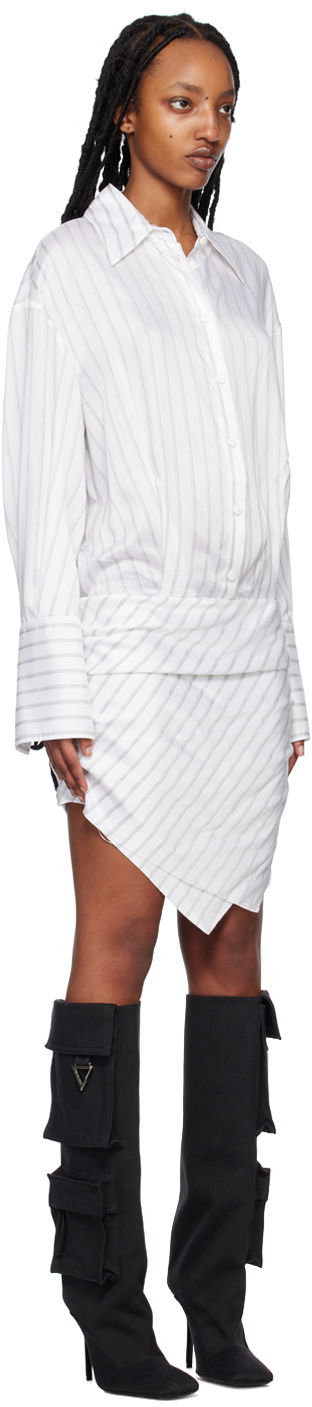 Klä The Attico Attico Striped Draped Minidress Vit | 231WCA158 V054, 1