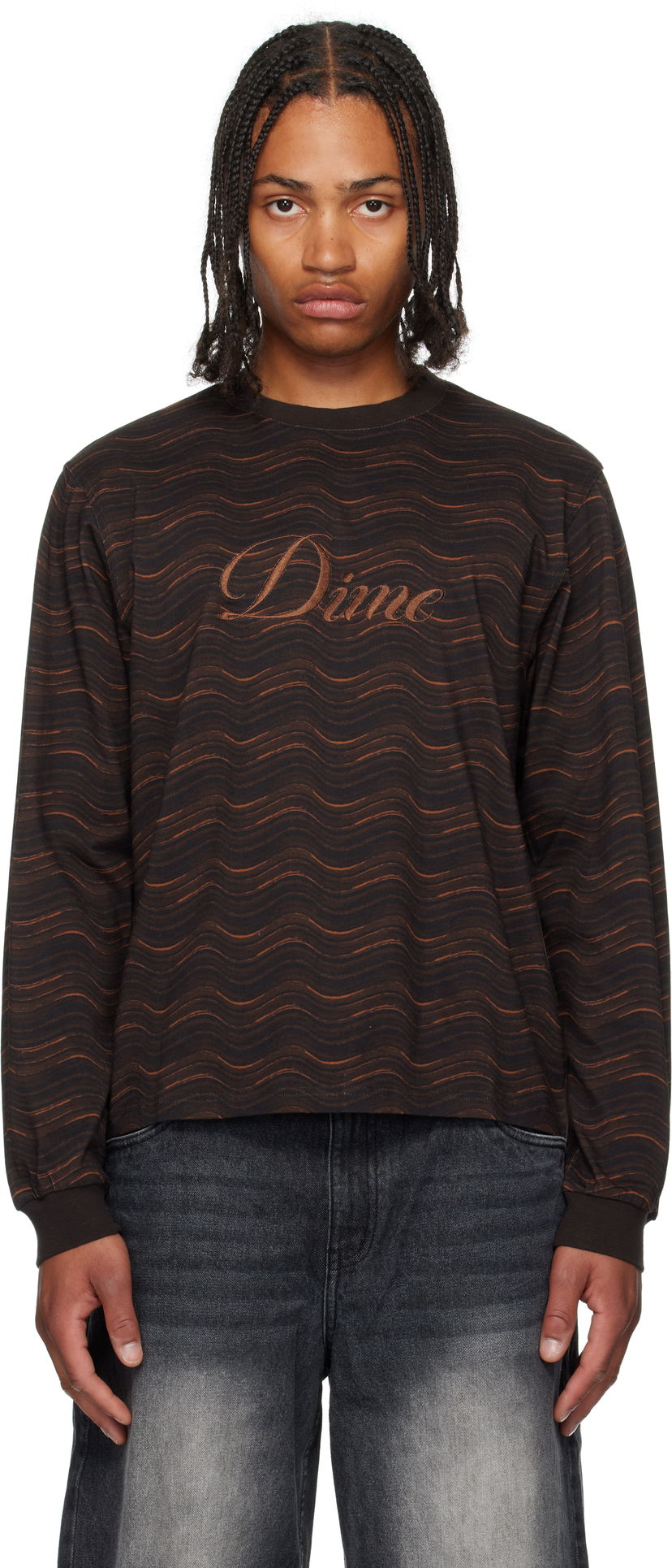 T-shirt Dime Dime Transmission Long Sleeve T-Shirt Brun | DIMESU259BRO