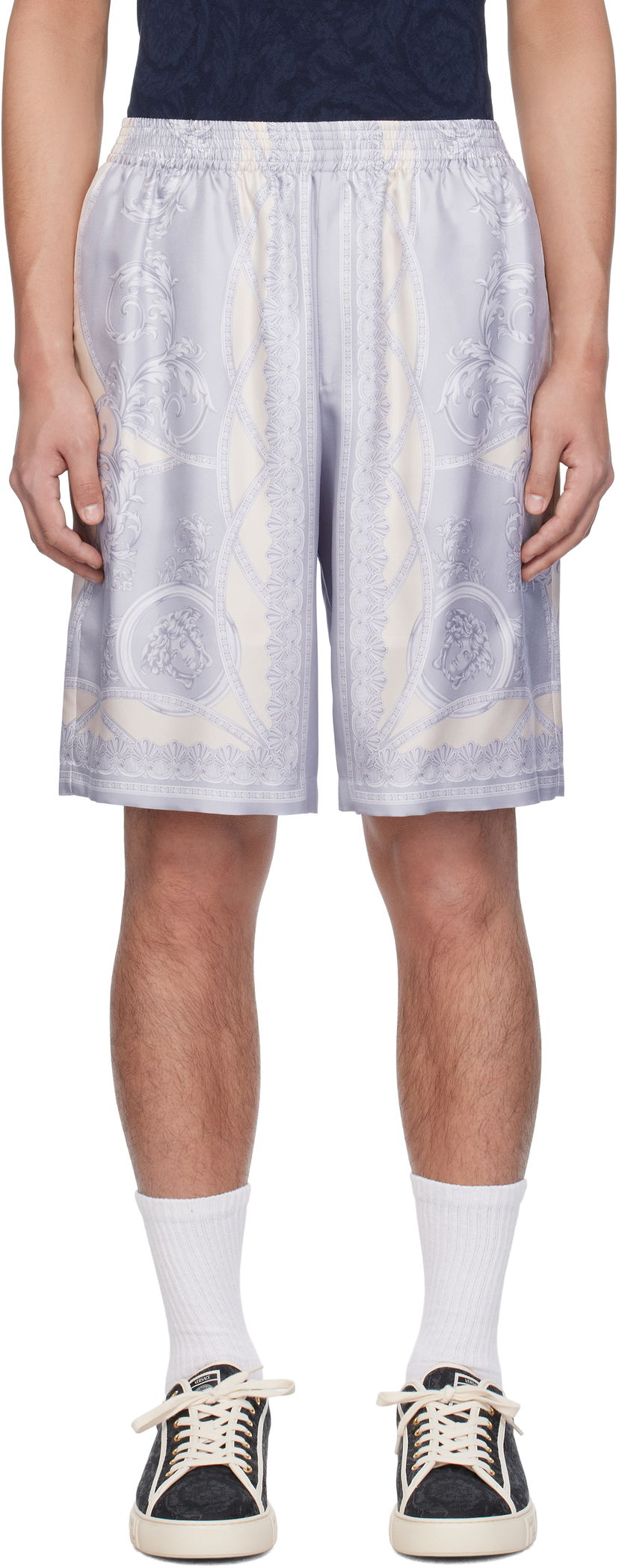 Shorts Versace Versace 'La Coupe des Dieux' Silk Shorts Purpur | 1002476_1A11391
