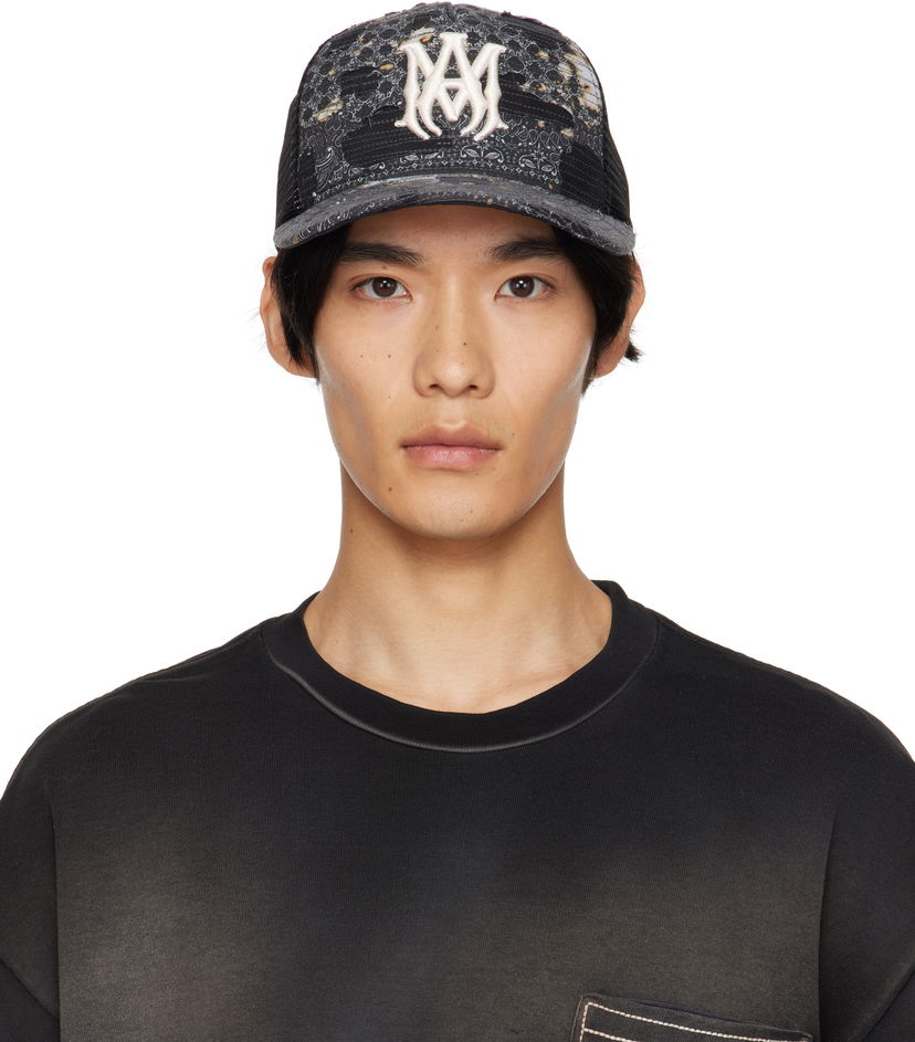 Keps AMIRI AMIRI Bandana Repair Trucker Cap Svart | AMHATR1028