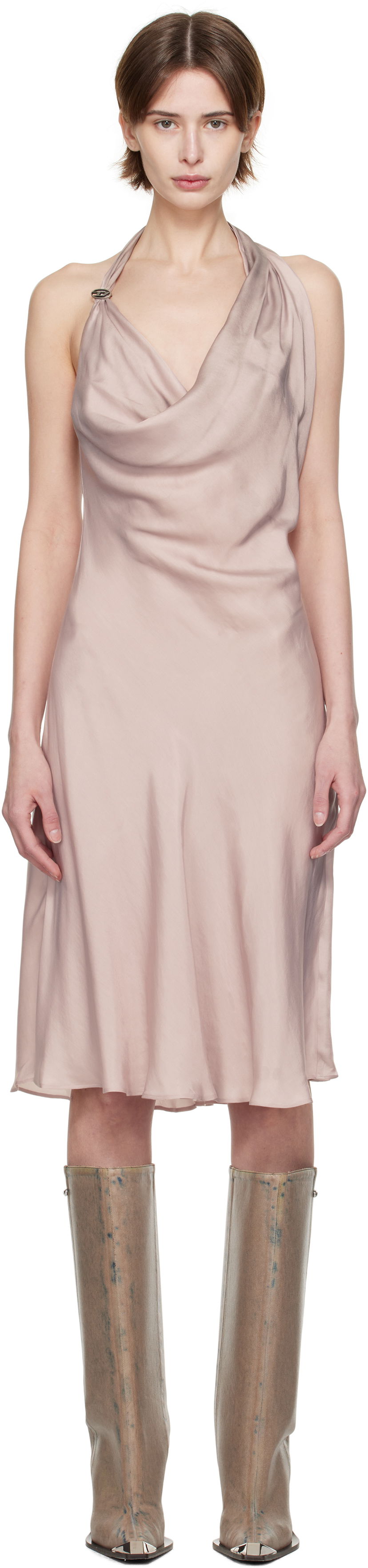 Klä Diesel Diesel D-Estiny Halter Neck Midi Dress Rosa | A16221 0JNAC