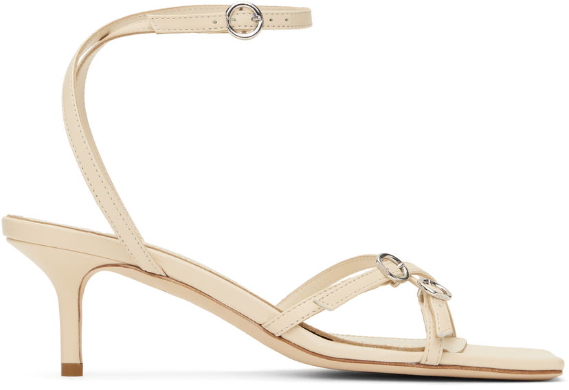 Tillbehör Aeyde Aeyde Libby Leather Kitten Heel Sandals Beige | A11-HS-GAIS55TB172-SS25-100-007