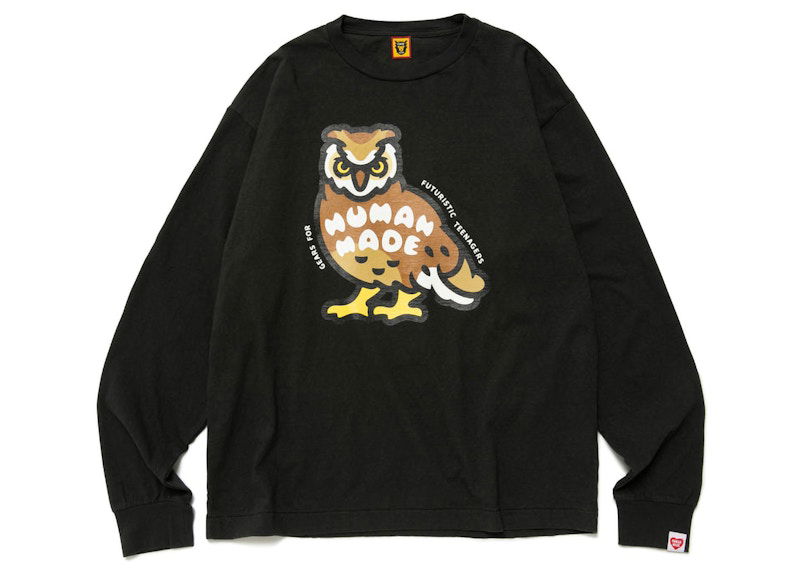 T-shirt Human Made Owl Print Long Sleeve T-Shirt Svart | HM25CS028