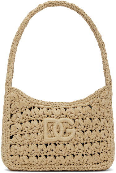 Tygpåse Dolce & Gabbana Dolce & Gabbana Crochet Shoulder Bag Beige | BB7657A4547, 0