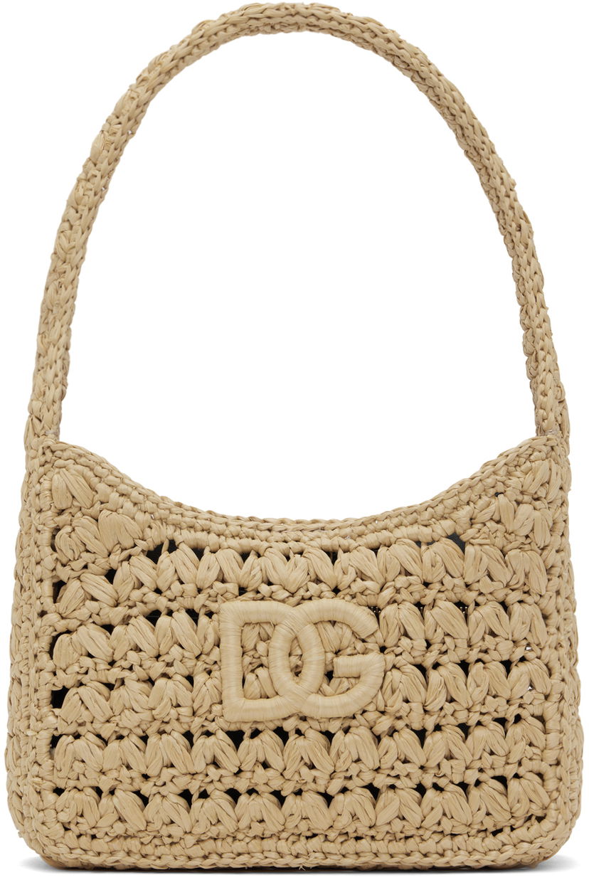 Tygpåse Dolce & Gabbana Dolce & Gabbana Crochet Shoulder Bag Beige | BB7657A4547