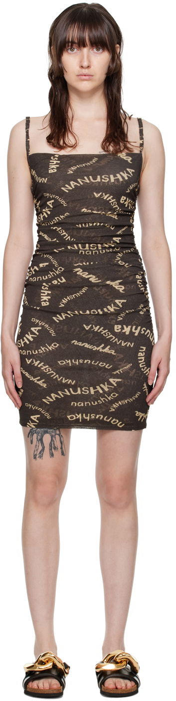 Klä Nanushka Adie Mini Bodycon Dress Brun | NW22PFDR00177