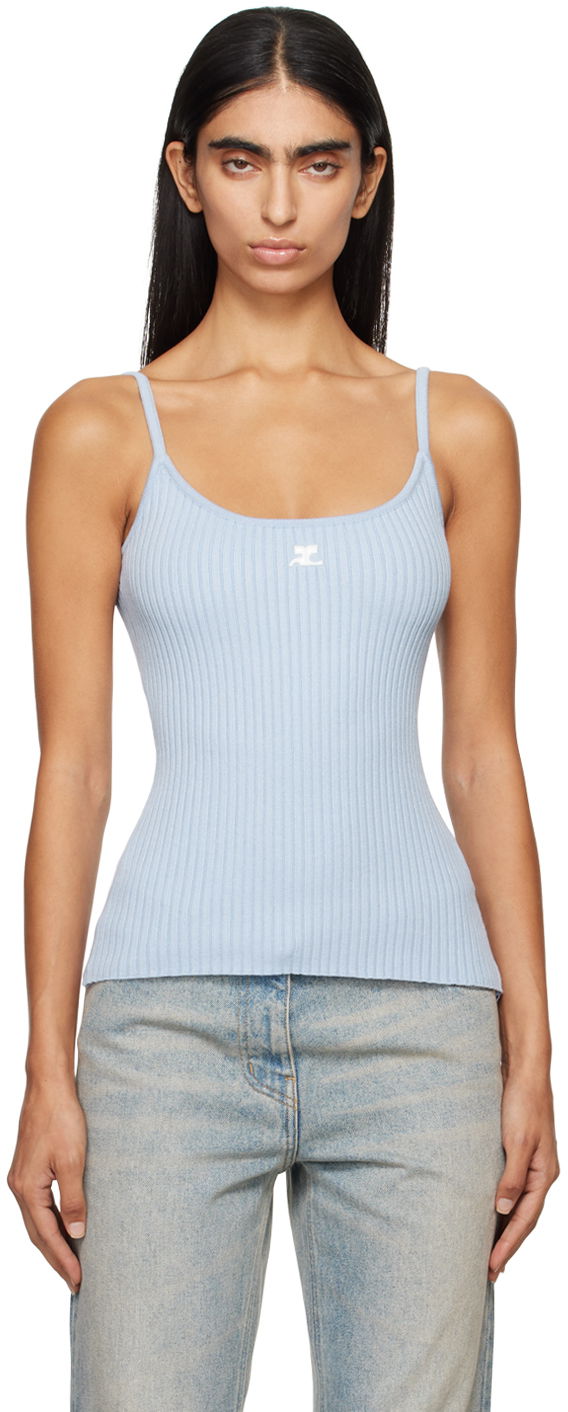 Linne Courrèges Rib Knit Camisole Blå | PERMDE012FI0001