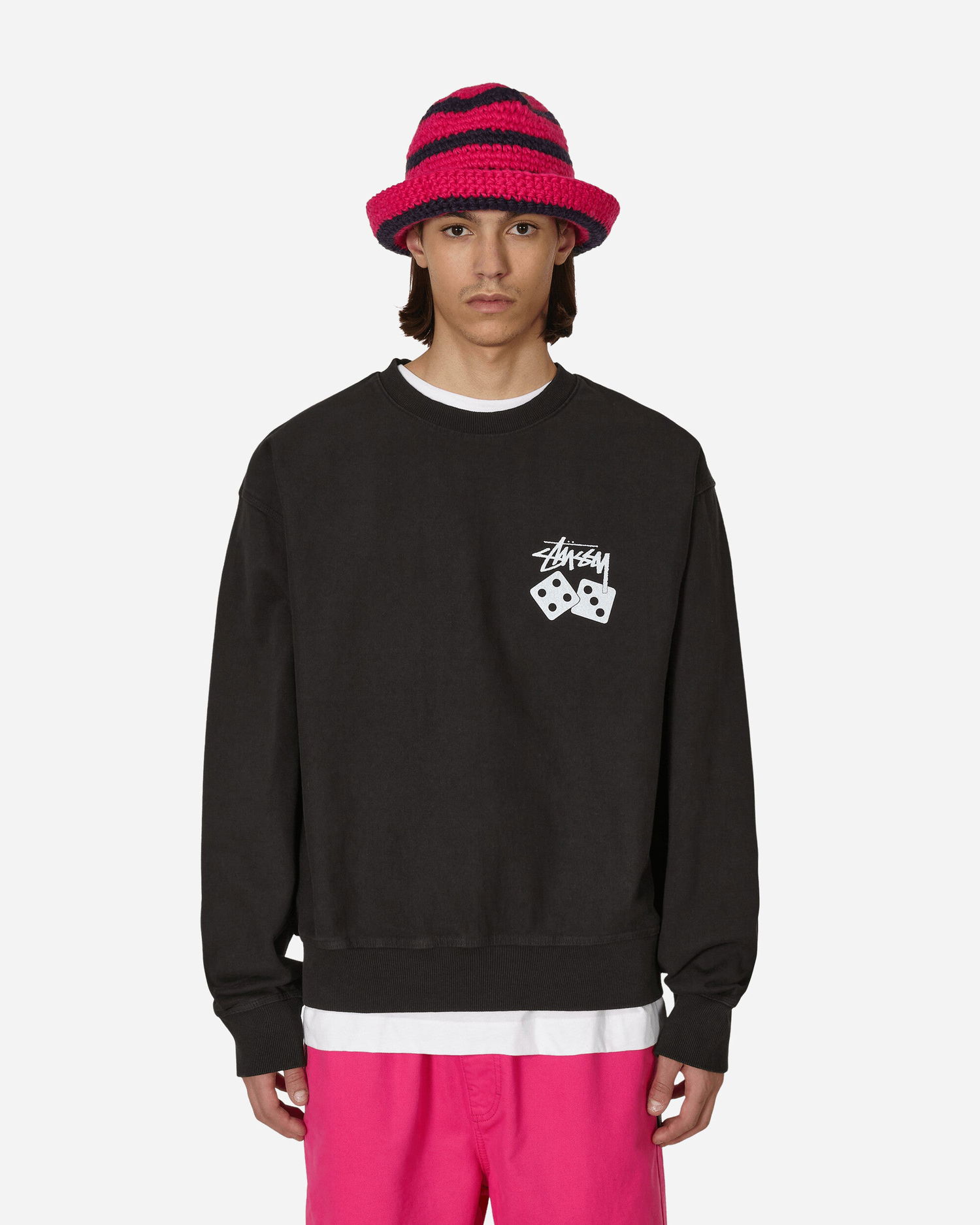 Sweatshirt Stüssy Dice Pigment Dyed Crewneck Sweatshirt Svart | 1914883 BLAC, 0