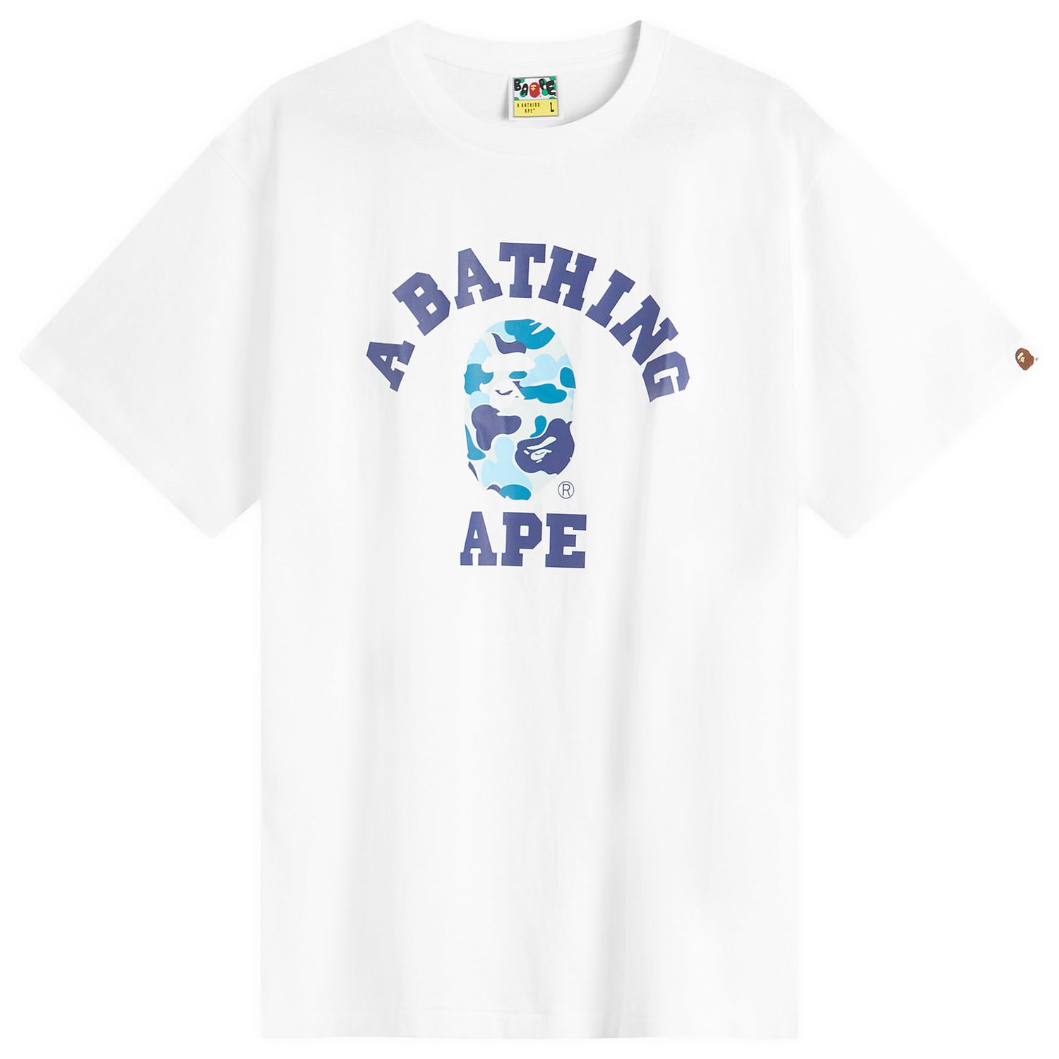 T-shirt BAPE A Bathing Ape ABC Camo College Tee, Size Large Vit | 001TEL301005M-WBK, 0