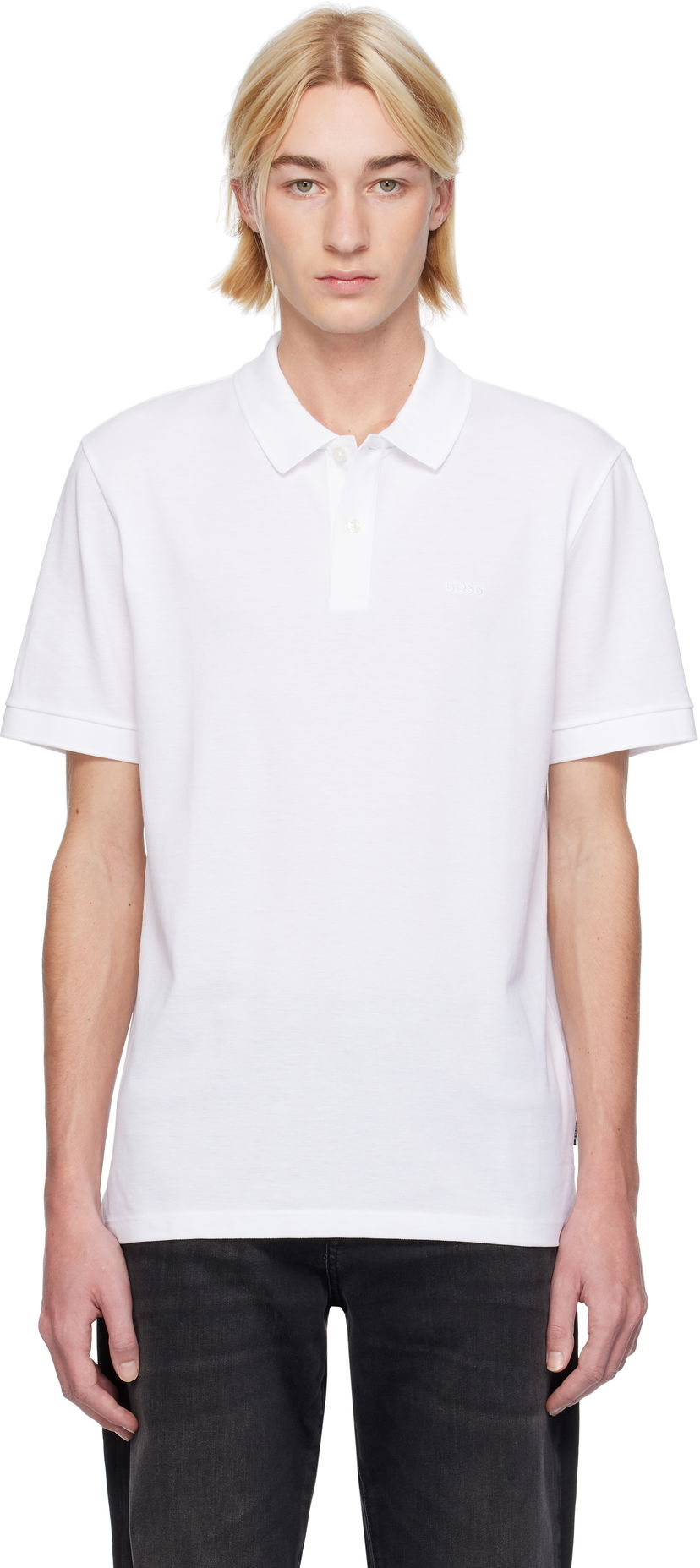 Polotröja BOSS Embroidered-Logo Polo Shirt Vit | 50468362