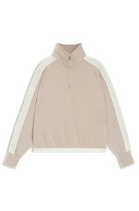 Zip-neck sweatshirt with contrast details