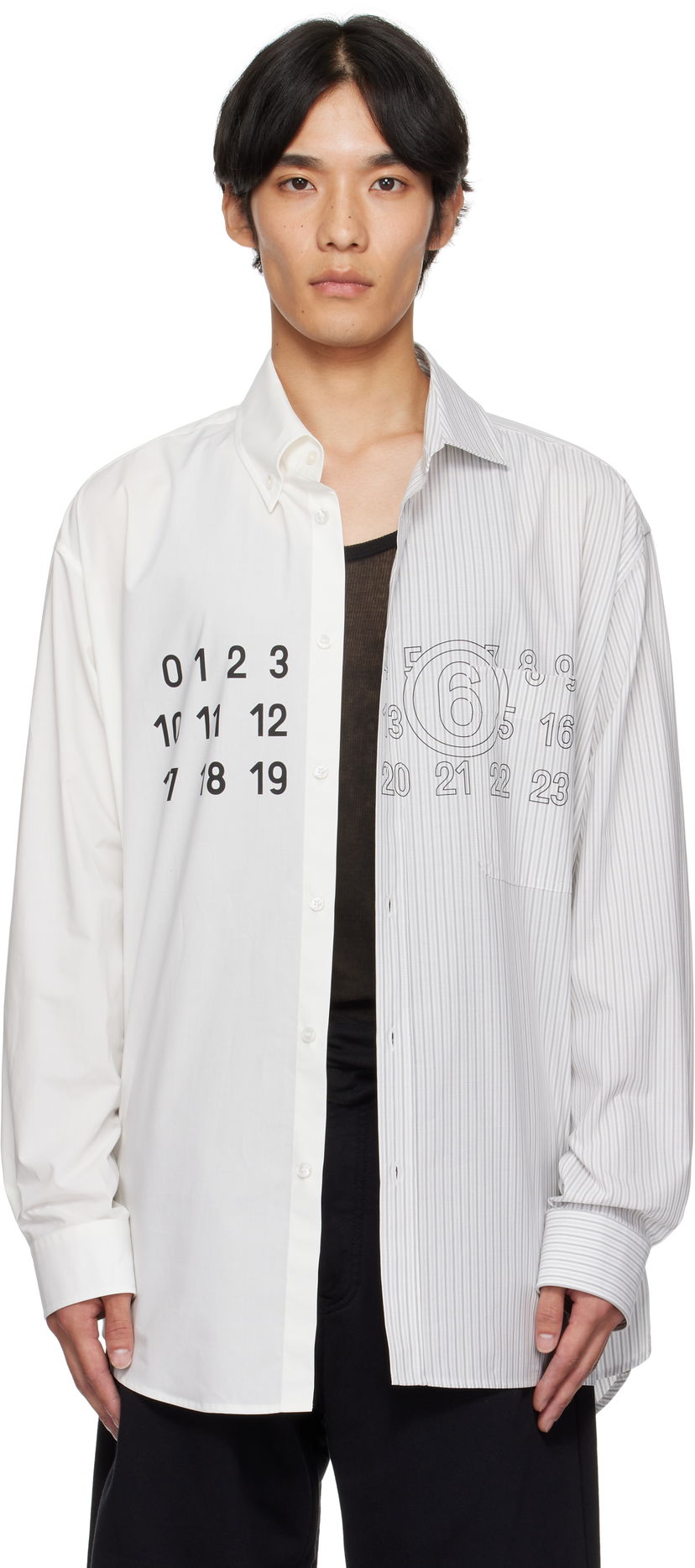 Skjorta Maison Margiela MM6 Maison Margiela Long Sleeve Shirt with Number Print Vit | SH0DT0025 MTN085