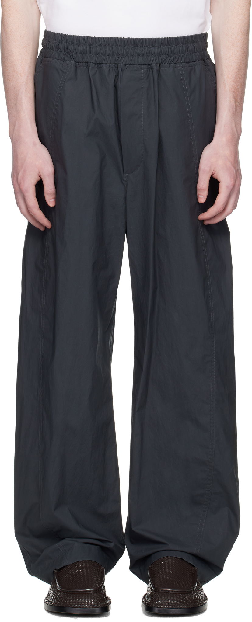 Byxor Bottega Veneta Bottega Veneta Resinated Cotton Trousers Grå | 826832V5D201592
