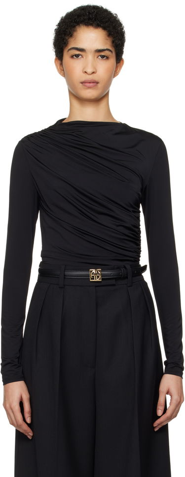 T-shirt Anine Bing Anine Bing Bray Draped Jersey Top Svart | A-08-10037-BLK29, 0