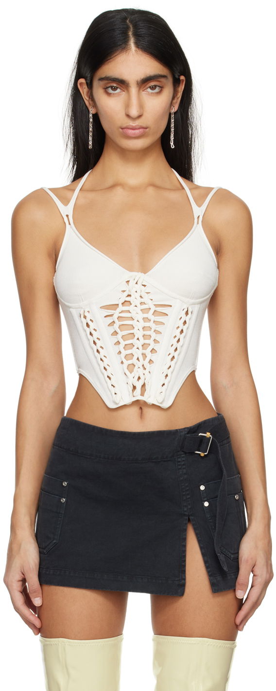 Linne Dion Lee Braided Corset Top Vit | A7774PS24