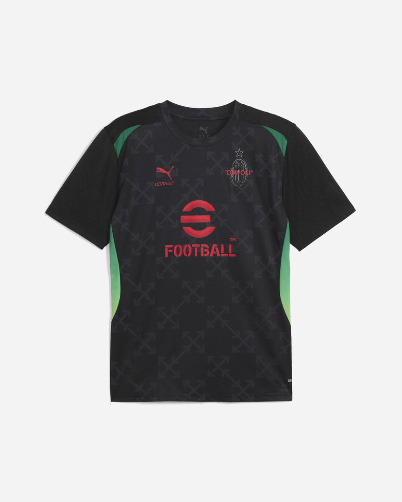 T-shirt Puma AC Milan x Off-White Prematch Jersey Black / Red Svart | 783005-04