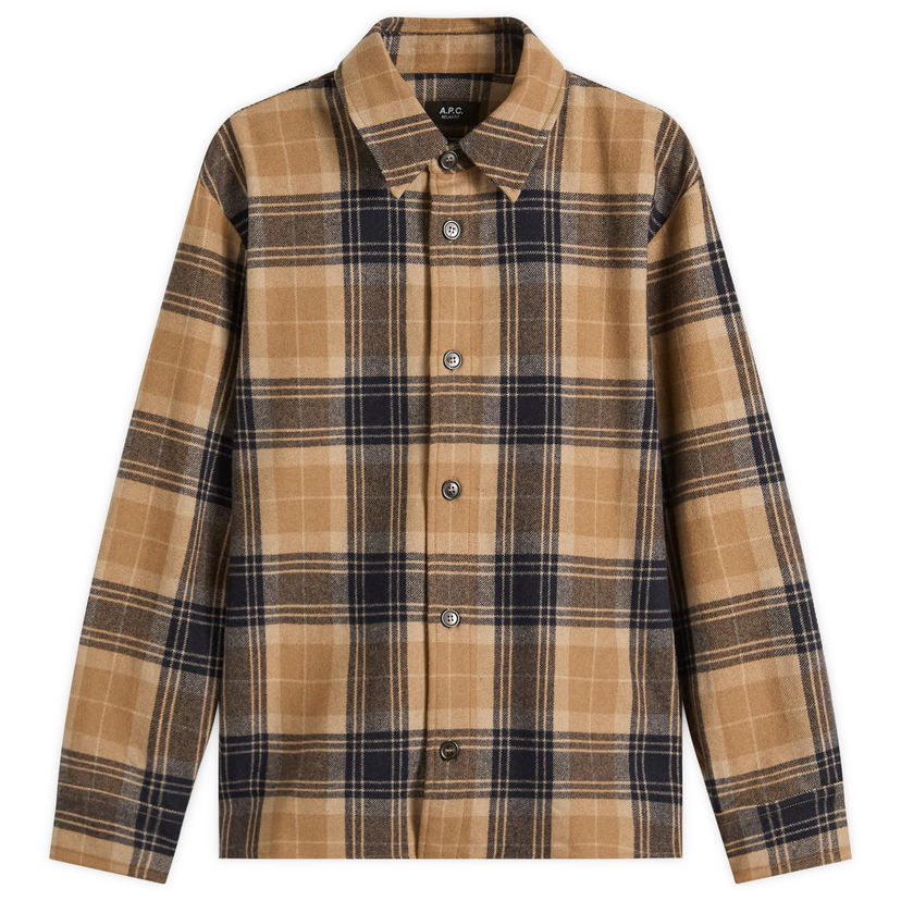 Skjorta A.P.C. A.P.C. Bobby Check Wool Overshirt Brun | WOARF-H02884-IAK