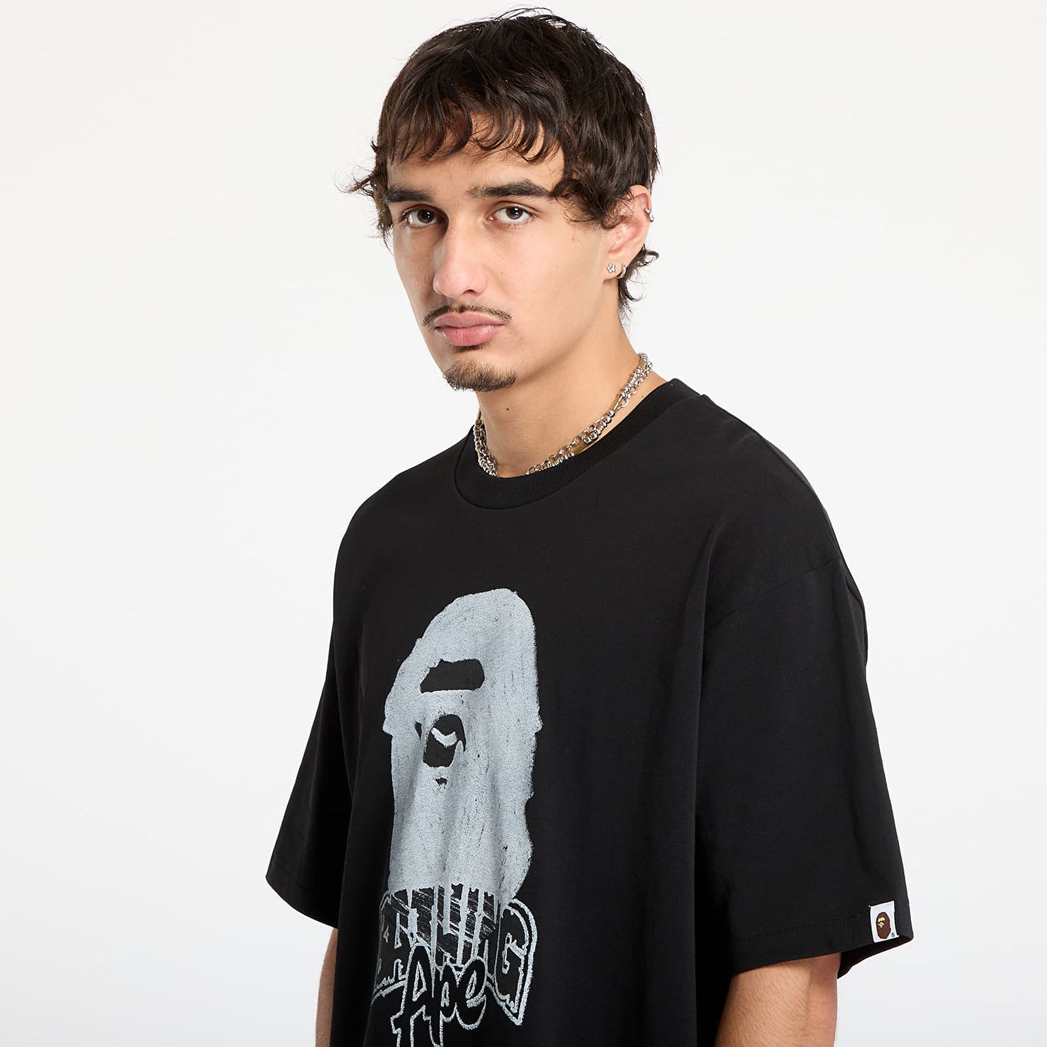 T-shirt BAPE Hand Drawn Ape Head Relaxed Fit T-Shirt Svart | 001TEL801333MBLK, 1