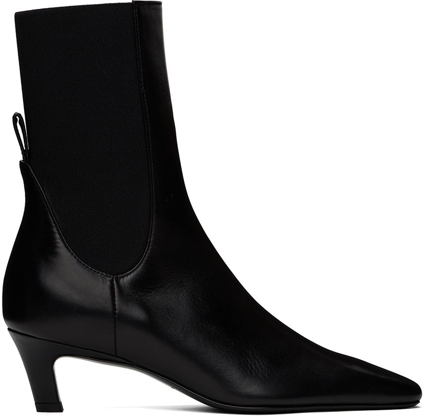Klä TOTEME TOTEME 'The Mid Heel' Leather Boots Svart | 214-907-813, 0