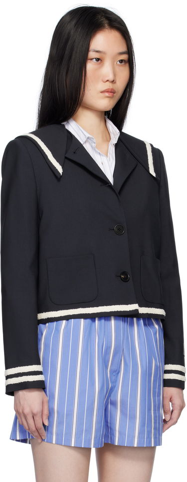 Jacka MSGM MSGM Sailor Collar Cropped Jacket Mörkblå | 3841MDG02 257127, 1