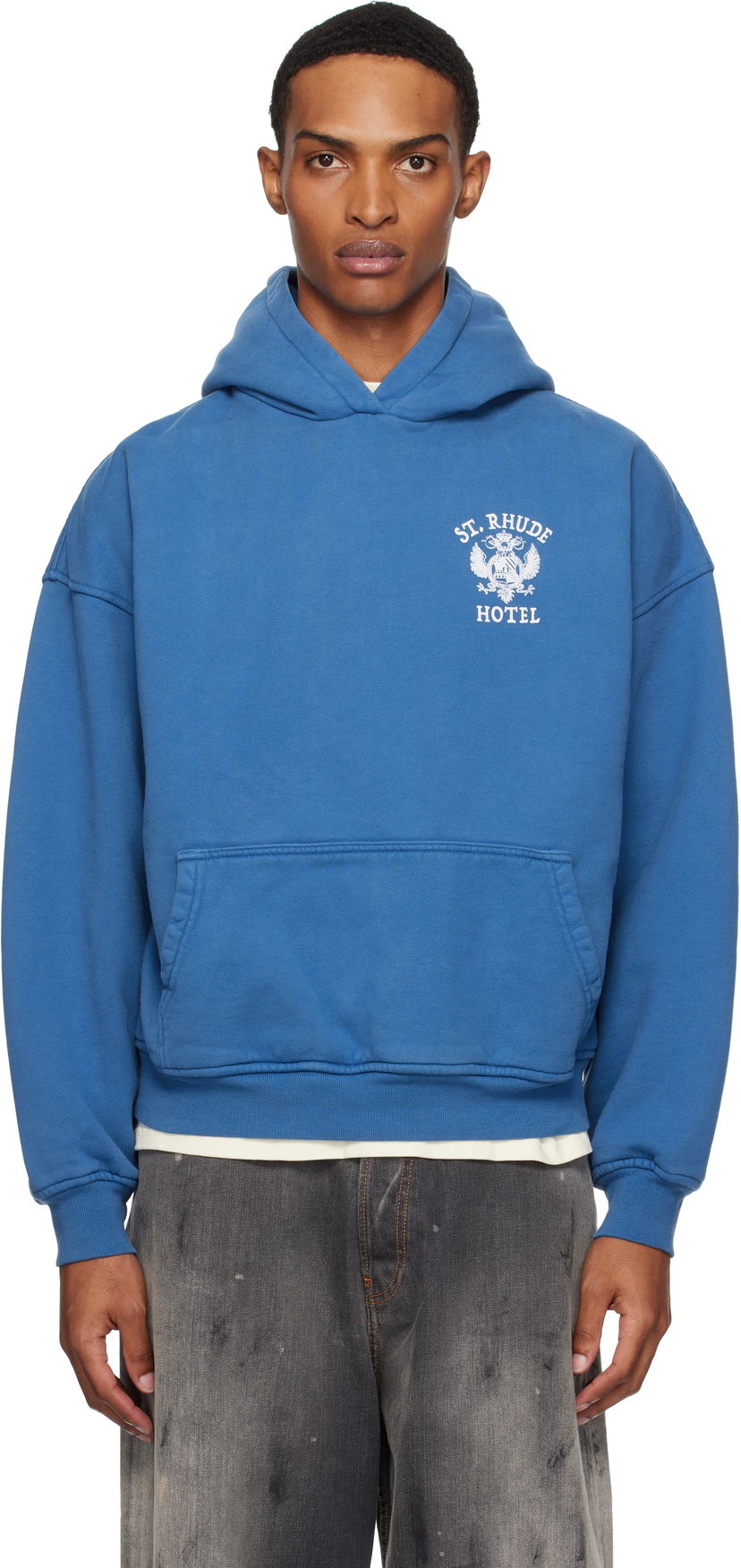 Sweatshirt Rhude Rhude 'St Rhude' Seal Hoodie Blå | RHPF25HO01012