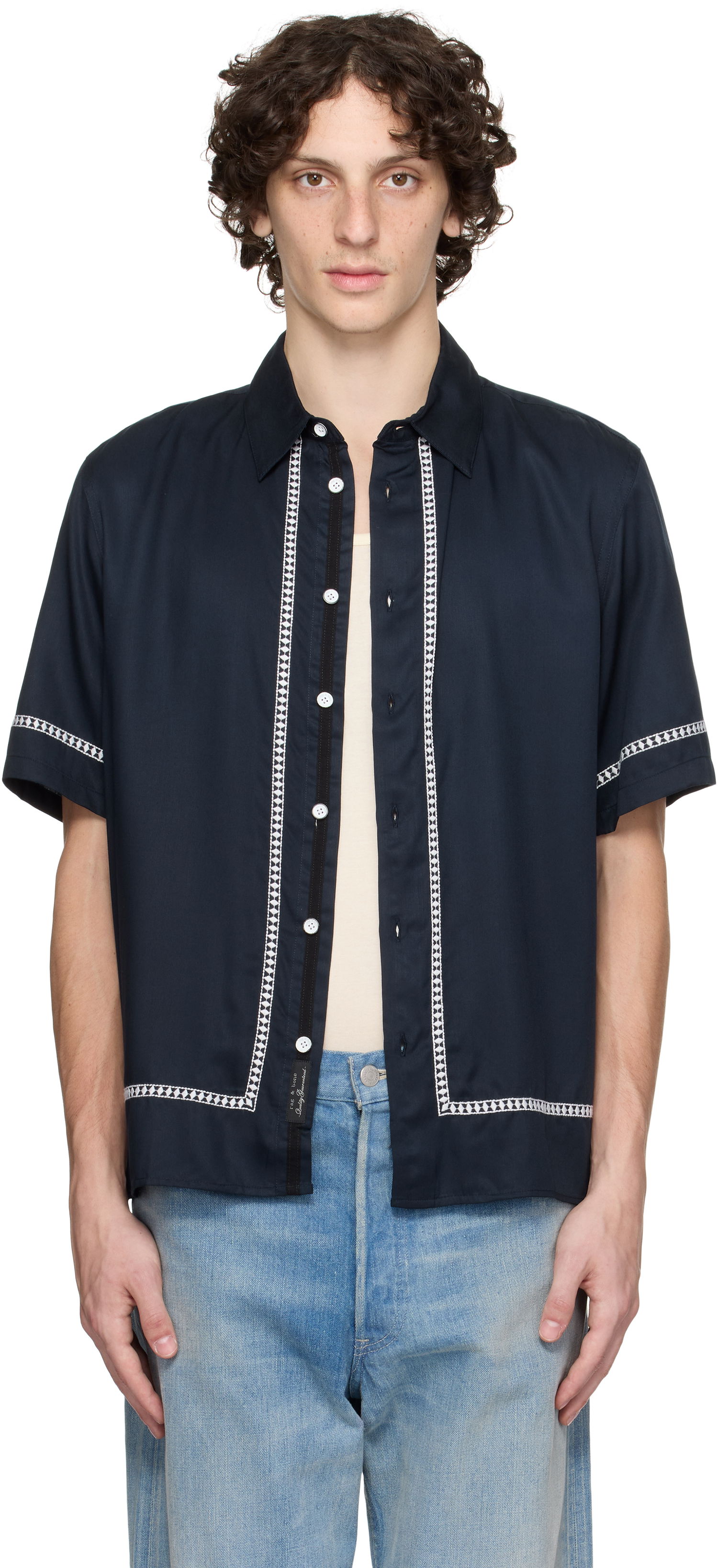 Skjorta rag & bone rag & bone Dalton Embroidered Shirt Mörkblå | MBW25PA027SVML, 0