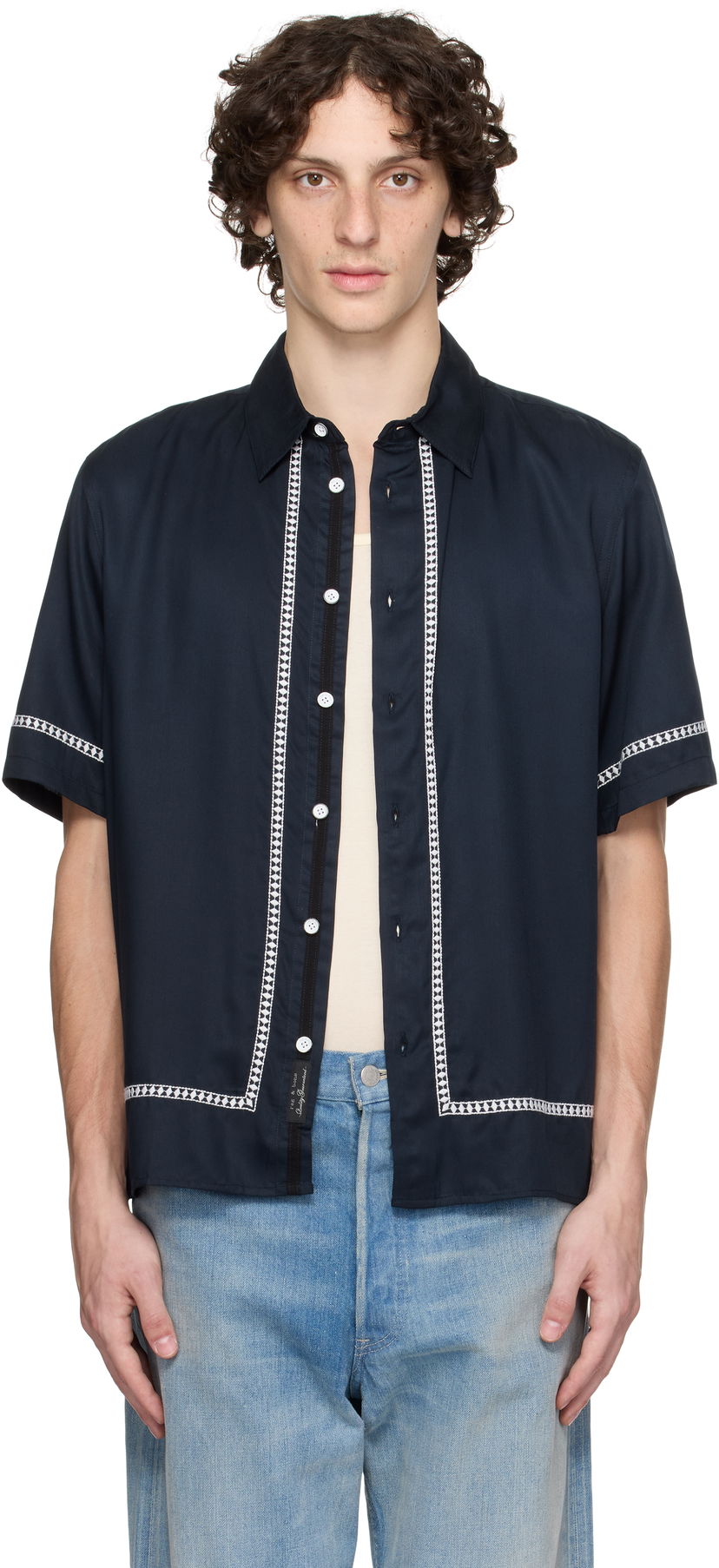 Skjorta rag & bone rag & bone Dalton Embroidered Shirt Mörkblå | MBW25PA027SVML