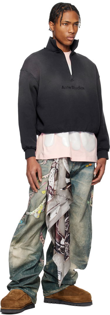 Sweatshirt Acne Studios Acne Studios Cropped Half-Zip Sweatshirt Svart | AI0161-, 3