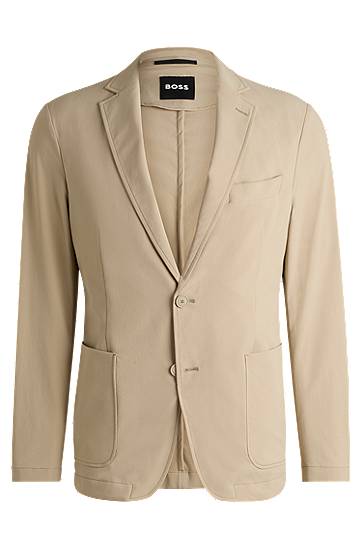 Jacka BOSS BOSS Slim-Fit Travel Stretch Softshell Suit Jacket Beige | 50538635