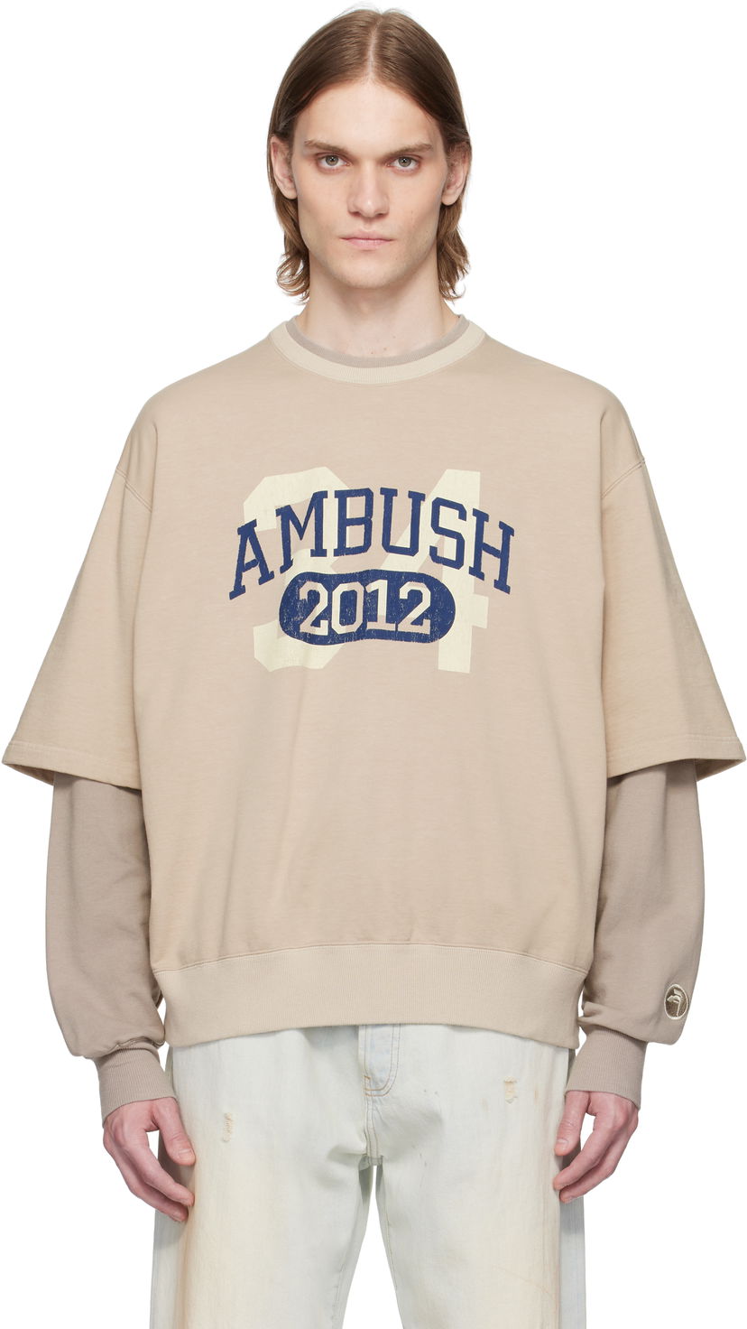 Sweater Ambush AMBUSH Layered Sweatshirt Beige | 12115331