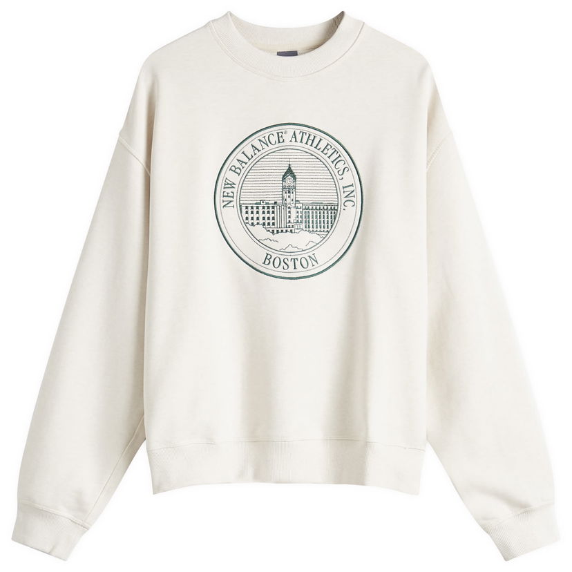 Sweatshirt New Balance Varsity Oversized Crewneck Sweatshirt Vit | WT43553-LIT