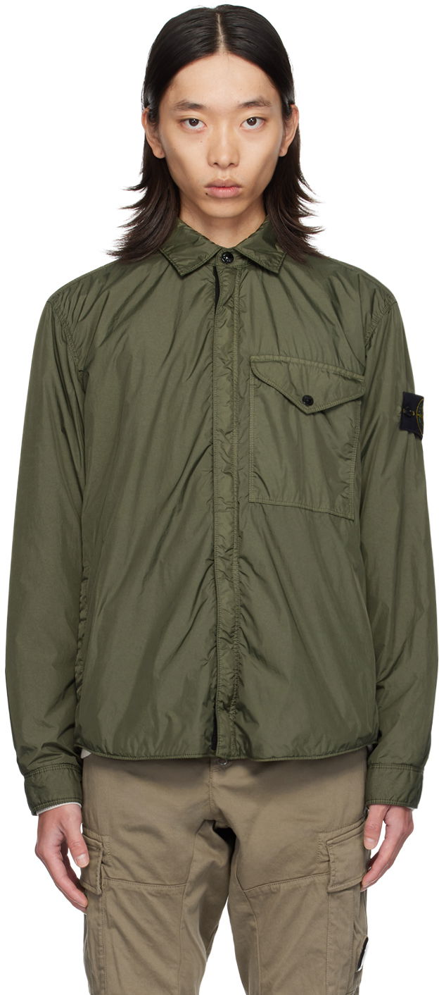 Jacka Stone Island Khaki Wind-Resistant Jacket Grön | 8115Q0123