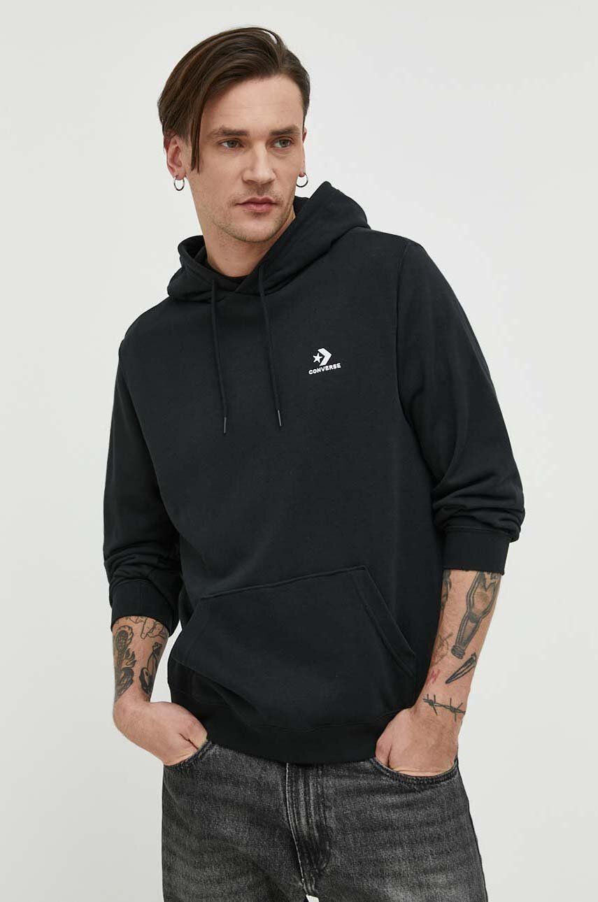 Sweatshirt Converse Go-To Embroidered Star Chevron Pullover Hoodie Svart | 10023874.A01, 0