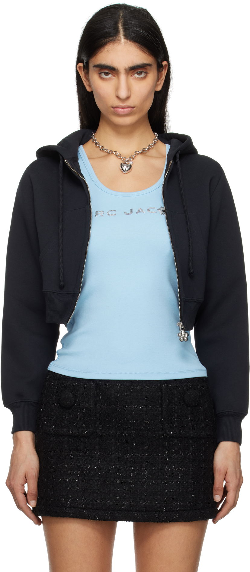 Sweatshirt Marc Jacobs Marc Jacobs Charm Cropped Hoodie Svart | 2S5RTP086C06