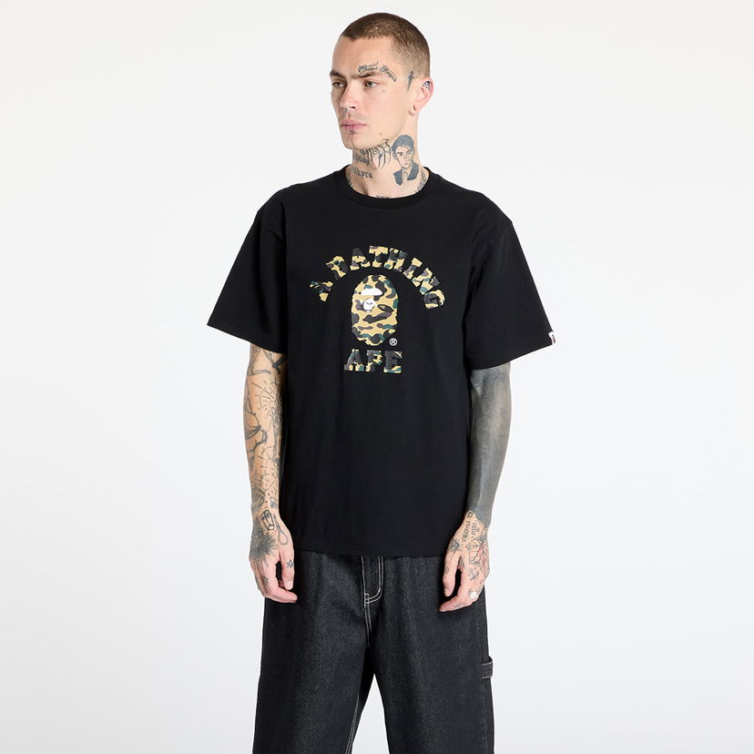 T-shirt BAPE A BATHING APE 1st Camo College T-Shirt Svart | 001TEL301012MBKD